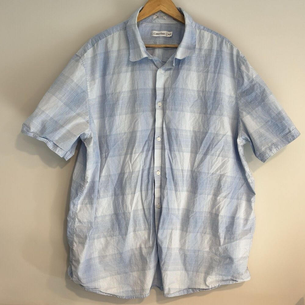 Calvin Klein Shirt Mens 3XL Short Sleeve 100% Cotton Button Down Casual Office